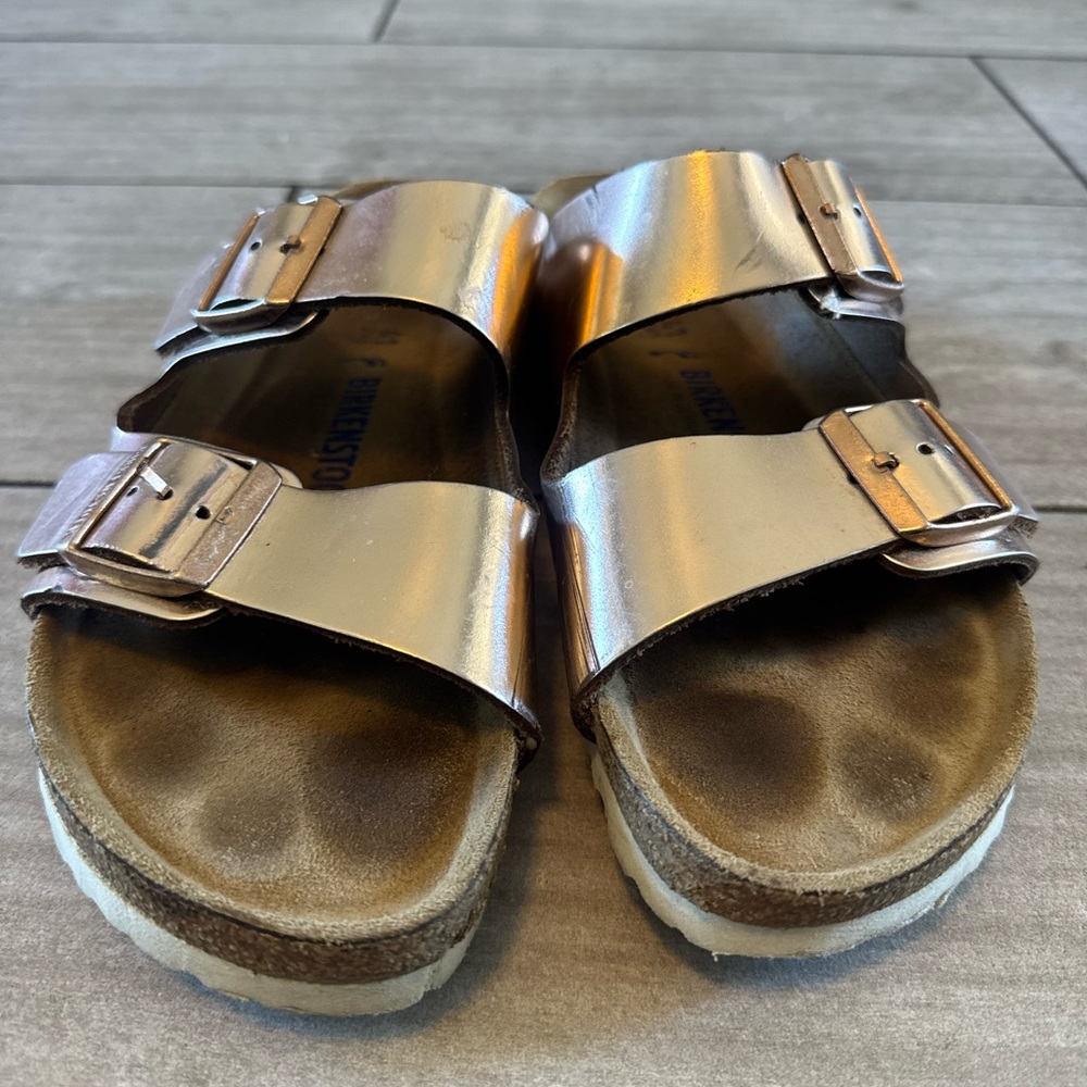 Birkenstock Arizona Soft Footbed Sandal Unisex Metallic Copper Sz EU41 US 10 - Picture 7 of 8